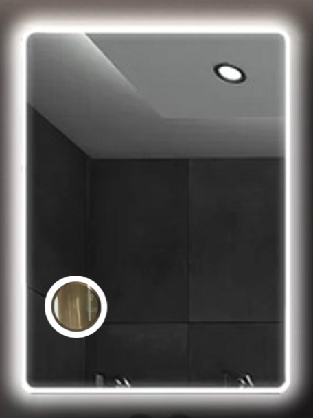 Зеркало для ванной комнаты с подсветкой LED Mirror Антигуа с подогревом и линзой 80х80 см