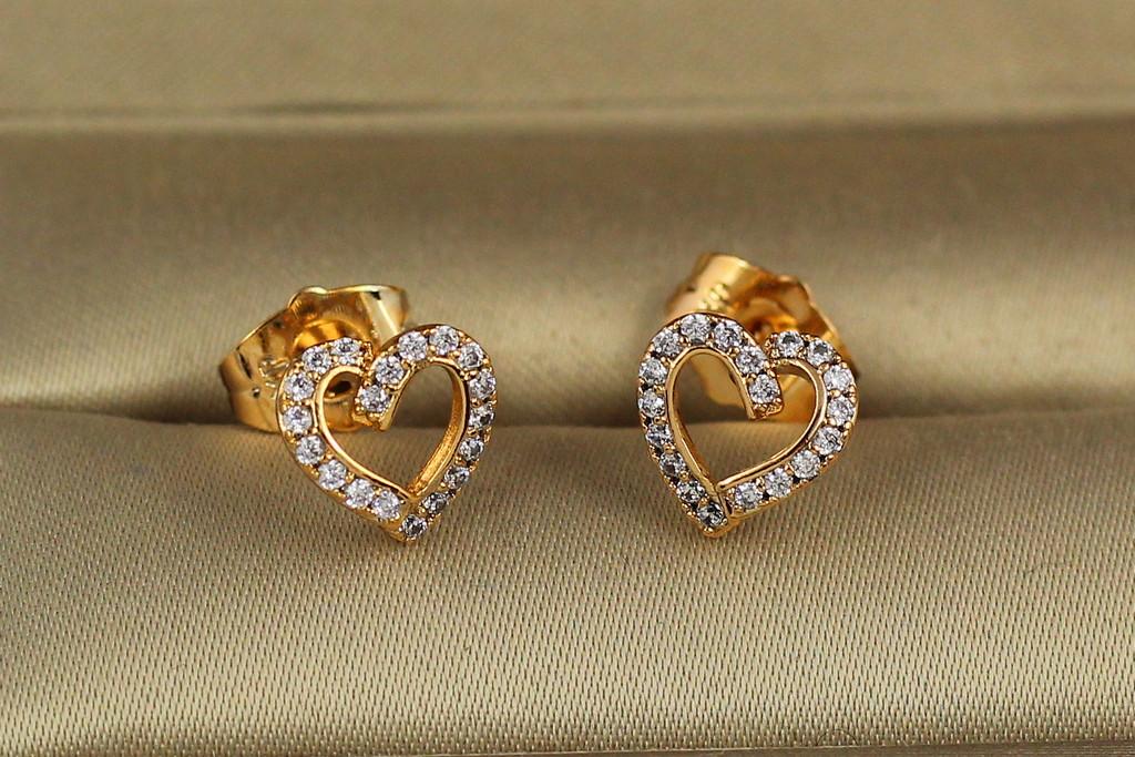 Серьги гвоздики Xuping Jewelry Сердечко запятая 9 мм Золотистый