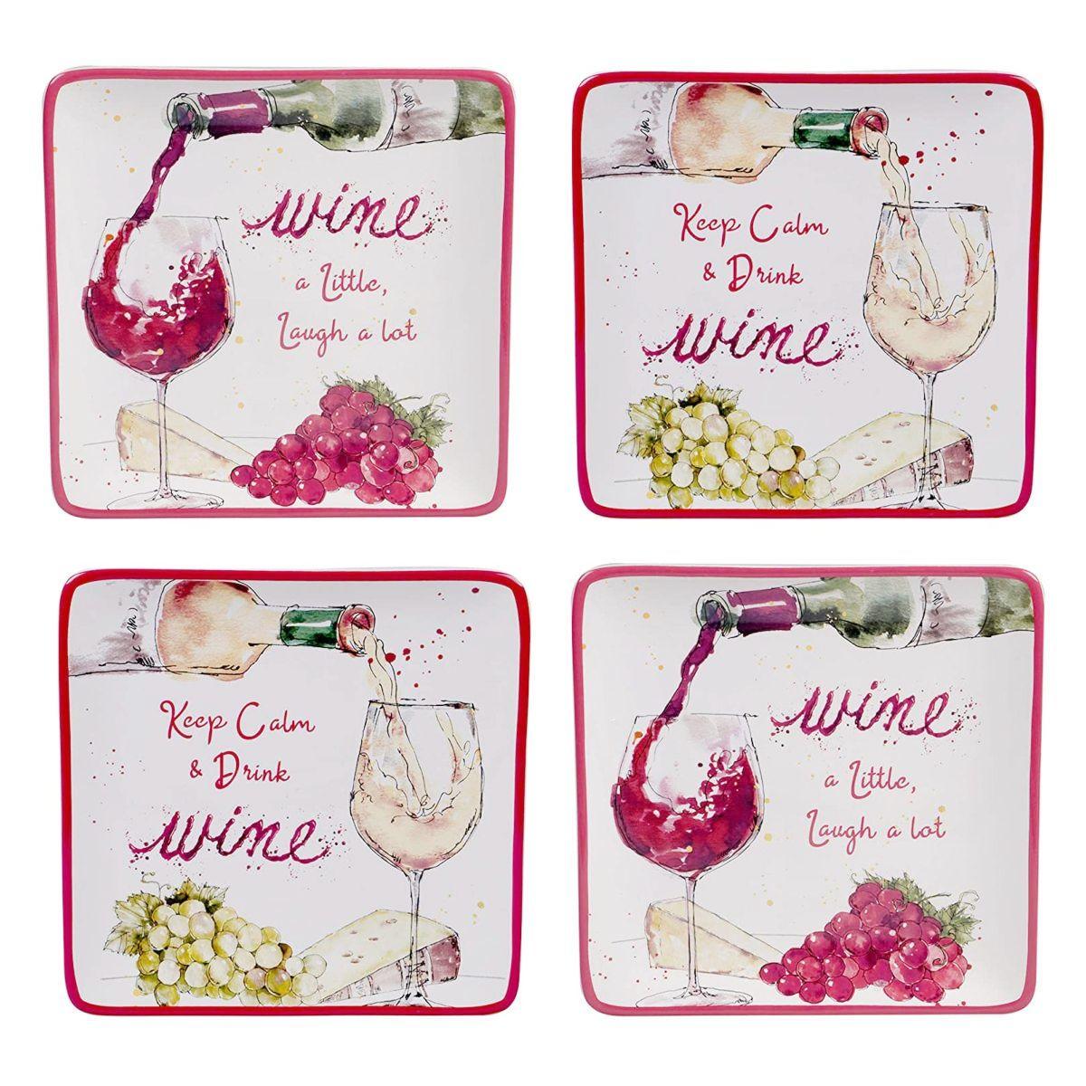 Набор тарелок для салата Certified International Праздник молодого вина 4 шт. Розовый (28126-set) - фото 2 Набор тарелок для салата Certified International Праздник молодого вина 4 шт. Розовый (28126-set) - фото 2