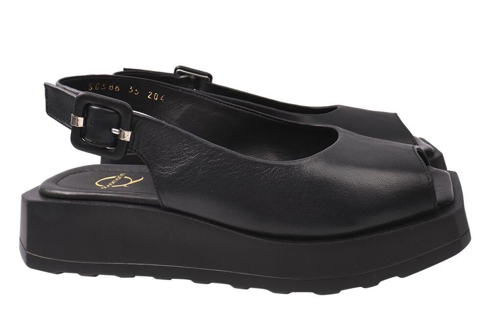 Босоножки женские Aquamarin из кожи на низком ходу р. 37 Черный (1943-21LBC)