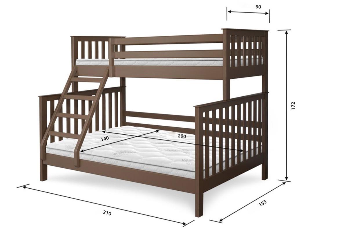 Кровать двухъярусная Stemma Остин из натурального дерева сосна 140х90х200 см Коричневый (34677) - фото 3
