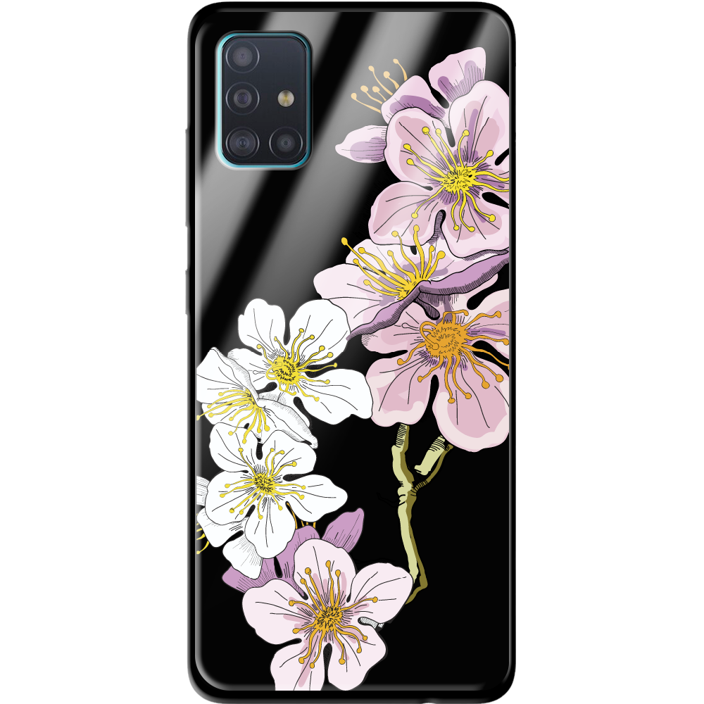 Чехол Boxface Samsung A515 Galaxy A51 Cherry Blossom Черный силикон со стеклом (38808-cc4-39407) - фото 1