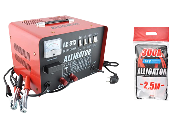 Комплект пускозарядное устройство АКБ Alligator 12/24 V 45 А/провода-прикуриватели Alligator 300 А (9762113)