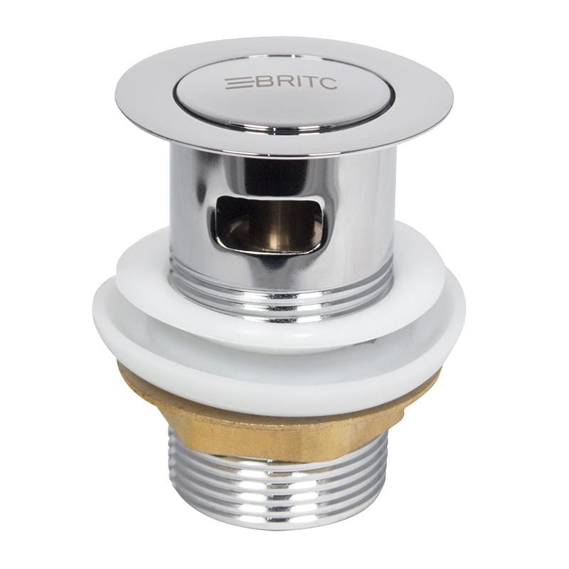 Донний клапан для раковини Britc SS37of click-clack з переливом Хром (67831)