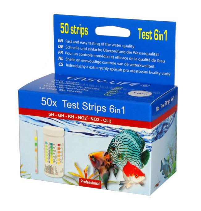 Тест-полоски для аквариумов и прудов Easy-Life 6in1 test strips 50 тестов (TST61)