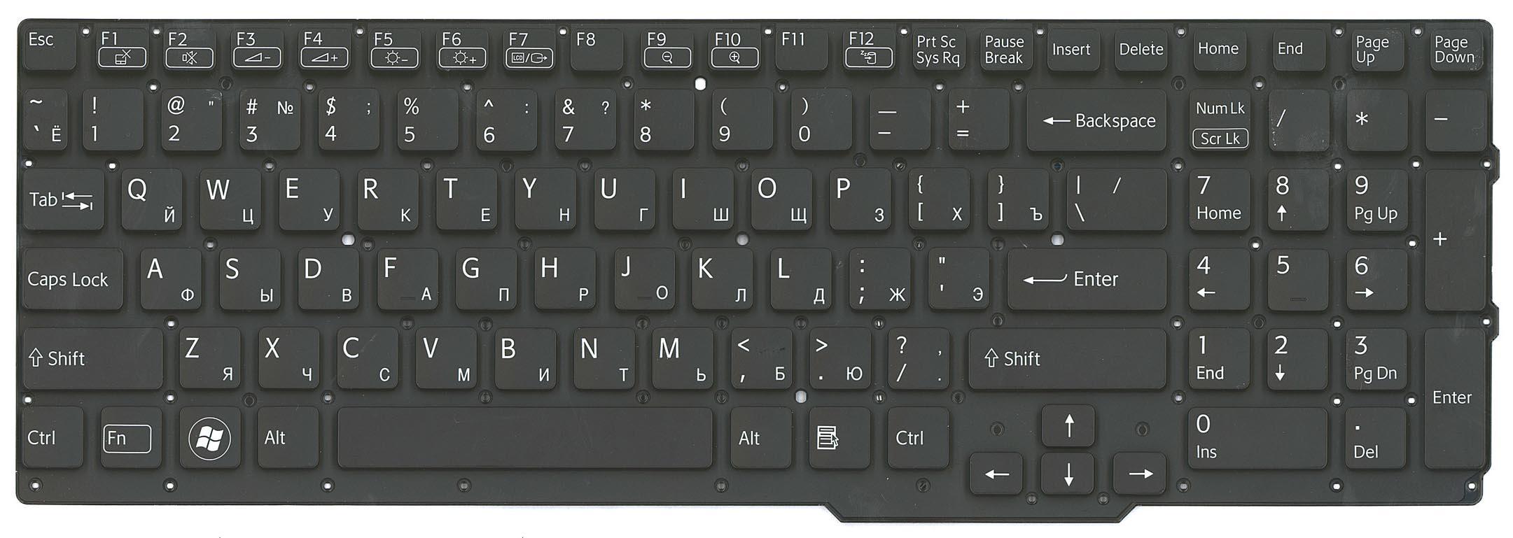 Клавиатура для ноутбука Sony Vaio SVS15 с подсветкой Light No Frame Black