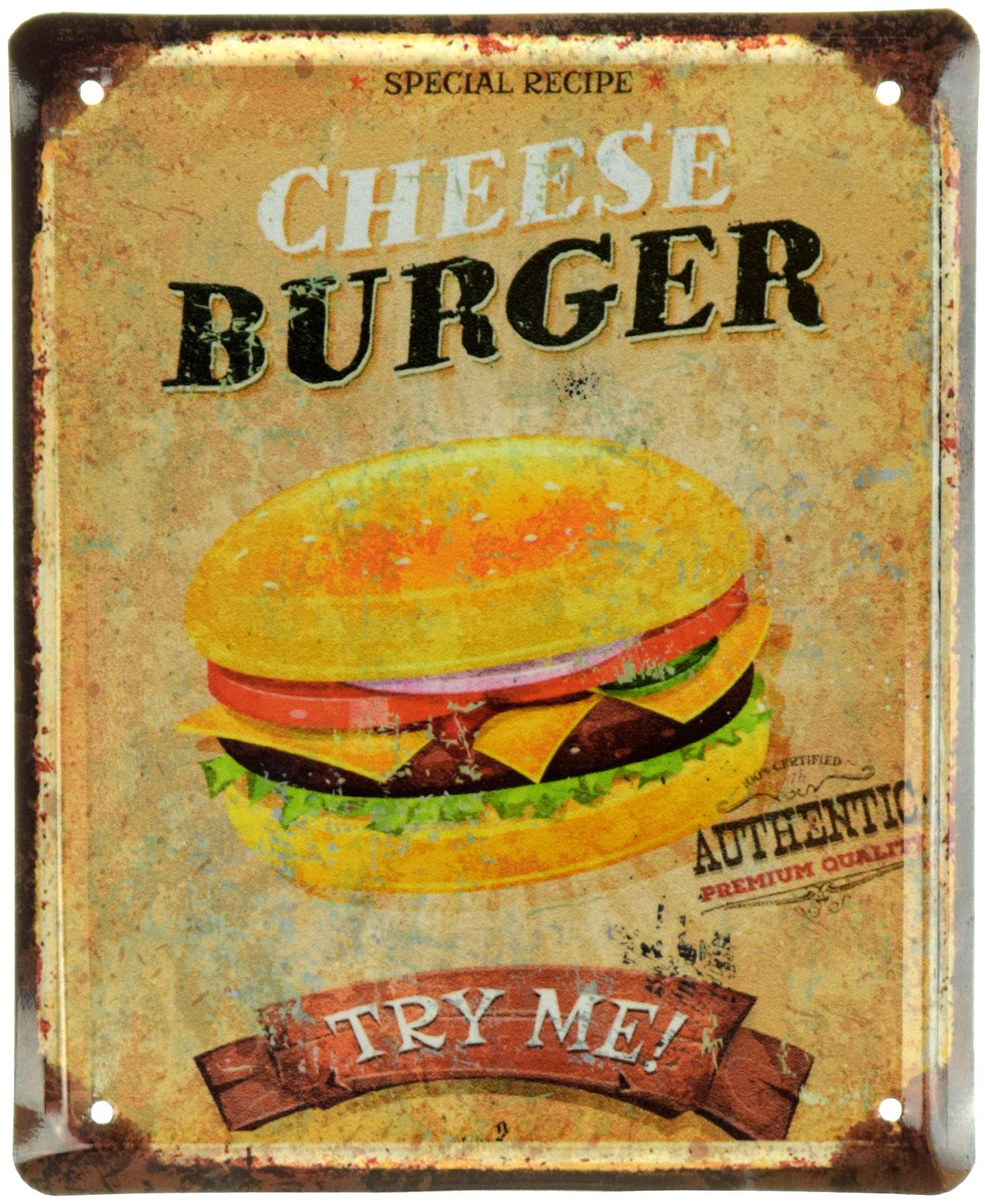 Табличка металлическая Чизбургер/Cheeseburger Try Me! 18x22 см