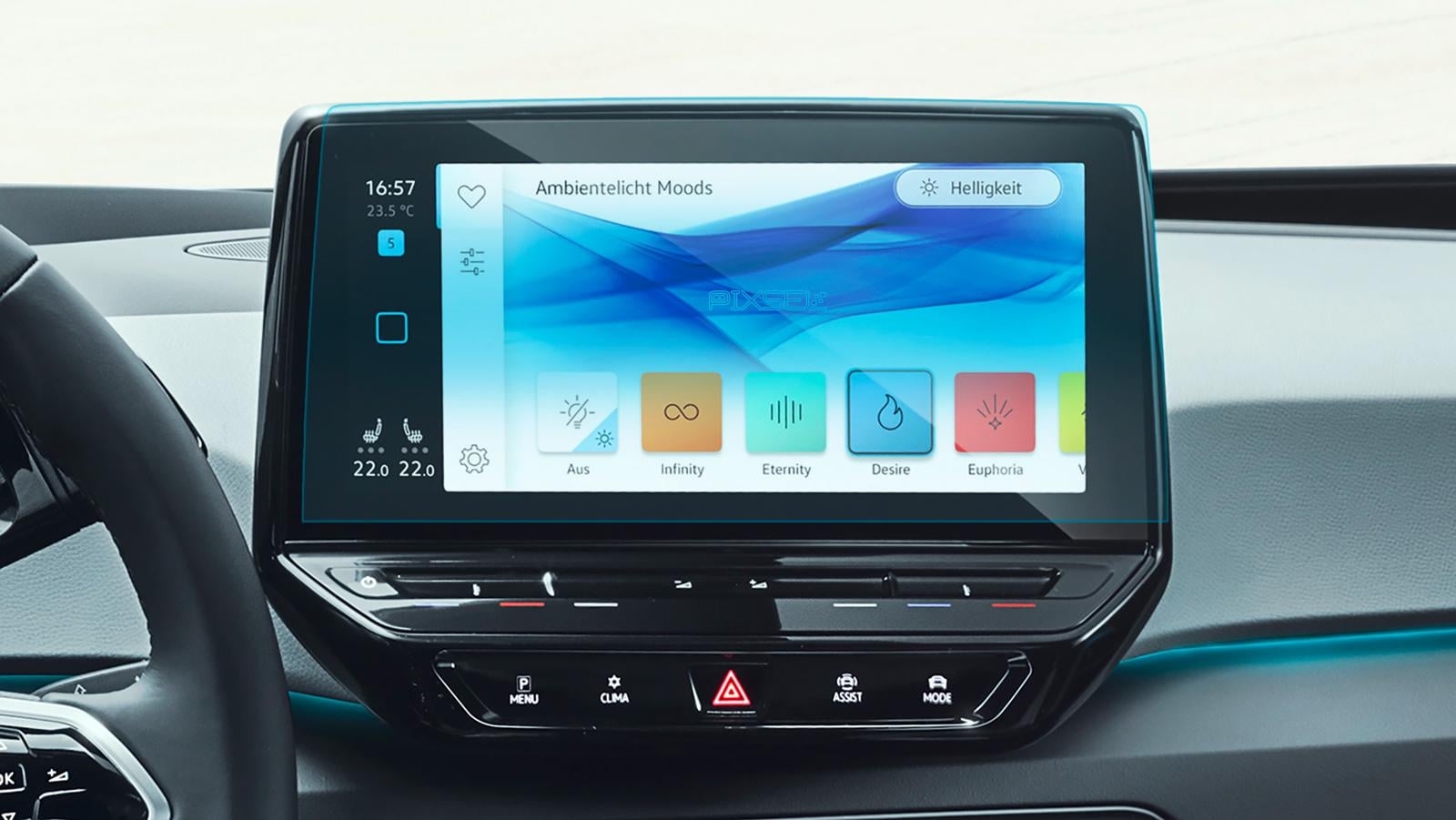 Защитное стекло Pixsel гибридное матовое на монитор Volkswagen ID/3 11,7" 2019