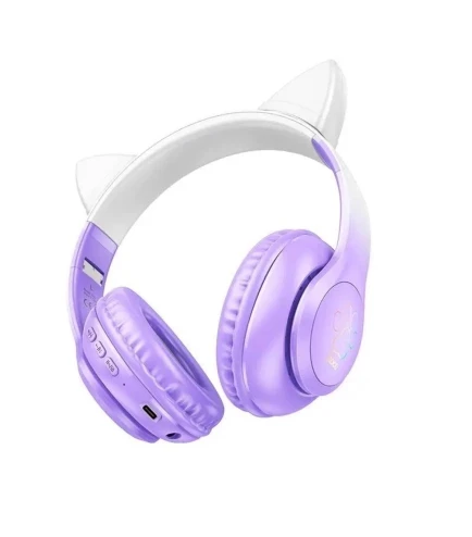 Наушники беспроводные Hoco с микрофоном Cat ears Фиолетовый (W42)