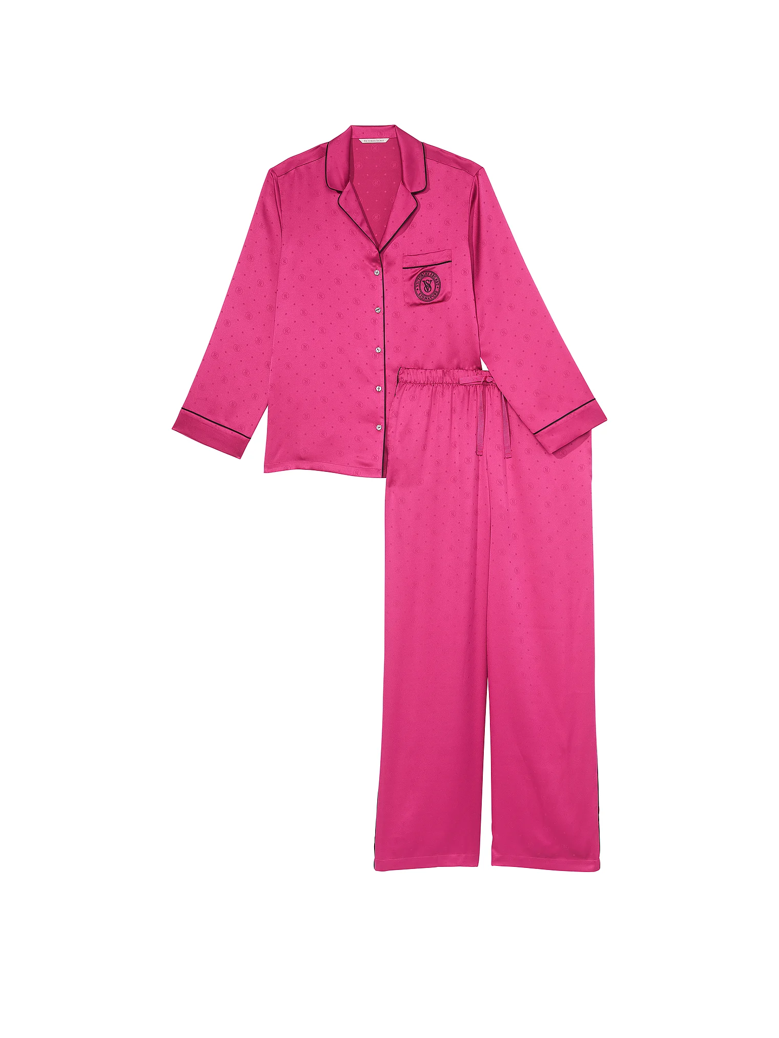 Піжама жіноча Victoria's Secret Satin Long Pajama Set сатинова XS Рожевий (20994360) - фото 4