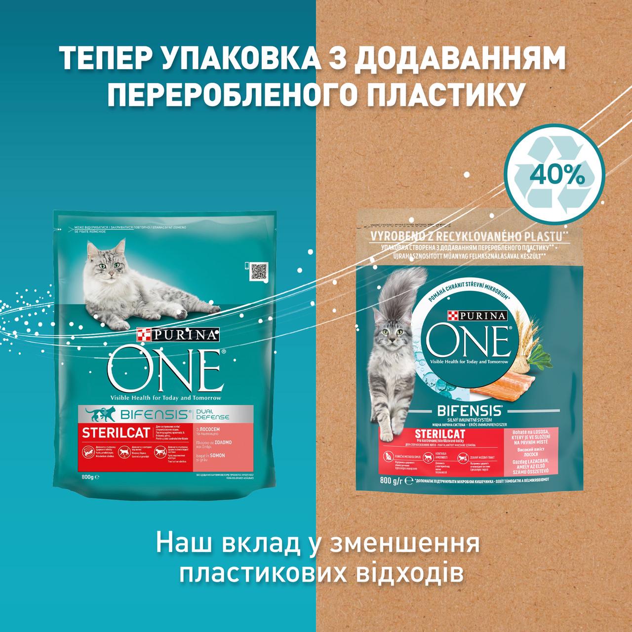Сухий корм для стерилізованих котів Purina One Sterilcat з лососем та пшеницею 800 г (7613032756659) - фото 7 Сухий корм для стерилізованих котів Purina One Sterilcat з лососем та пшеницею 800 г (7613032756659) - фото 7