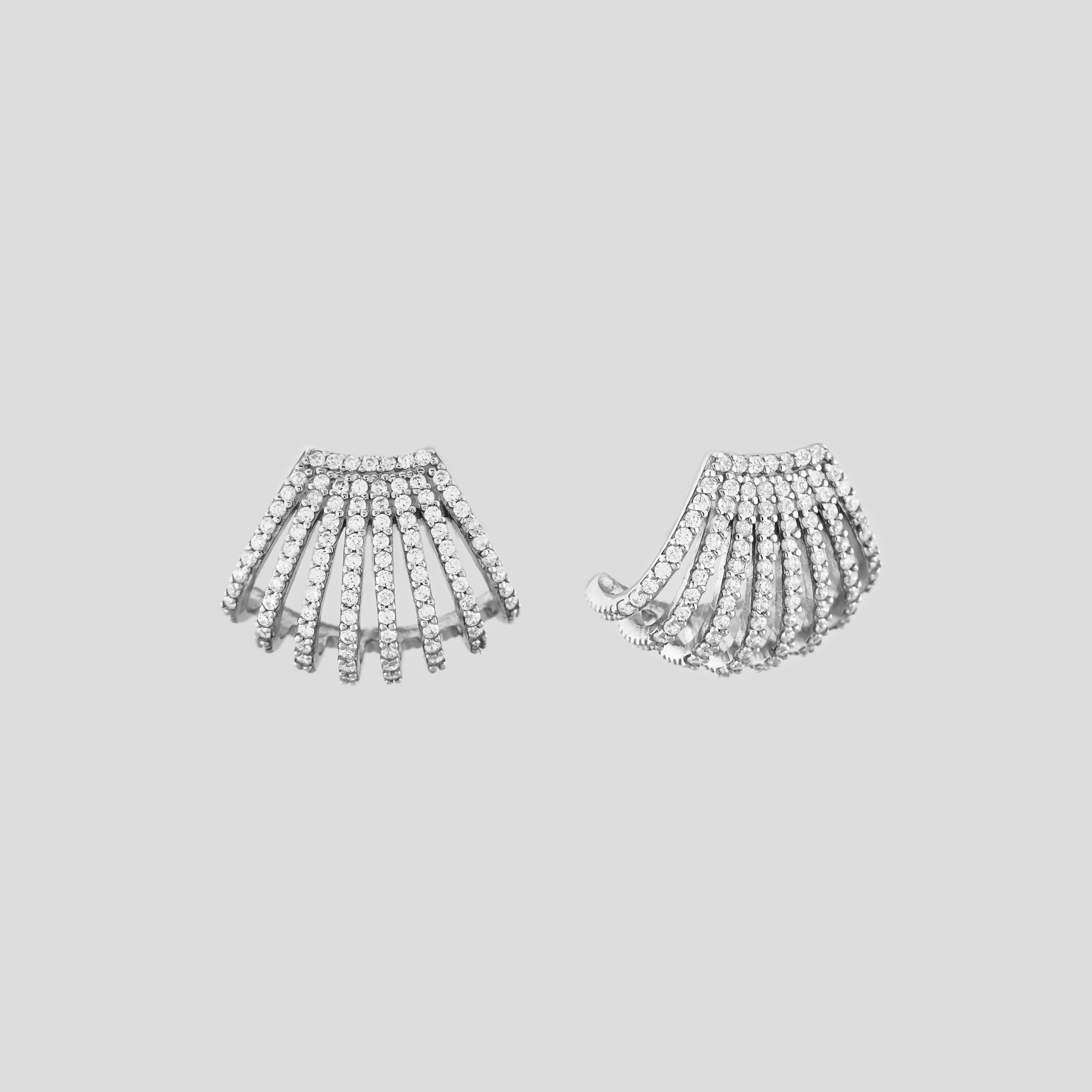 Серебряные серьги Minimal Веер (16311)