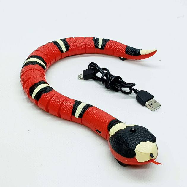 Интерактивная игрушка Королевская змея на аккумуляторе подвижная с подсветкой 40 см Красный (28443786)