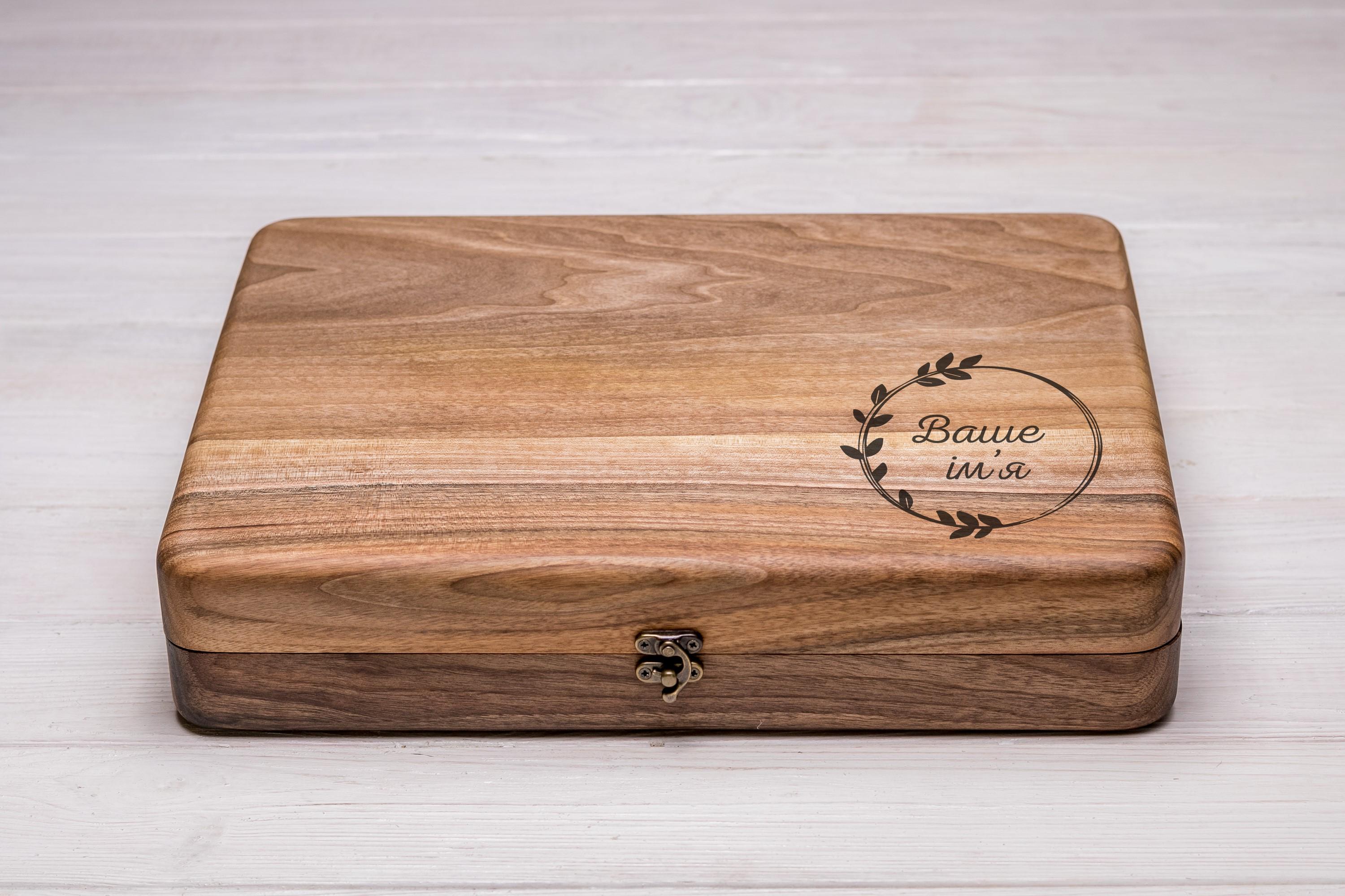 Шкатулка с логотипом EcoWalnut для часов с подушечками с деревянной крышкой (EB-14.12.2)