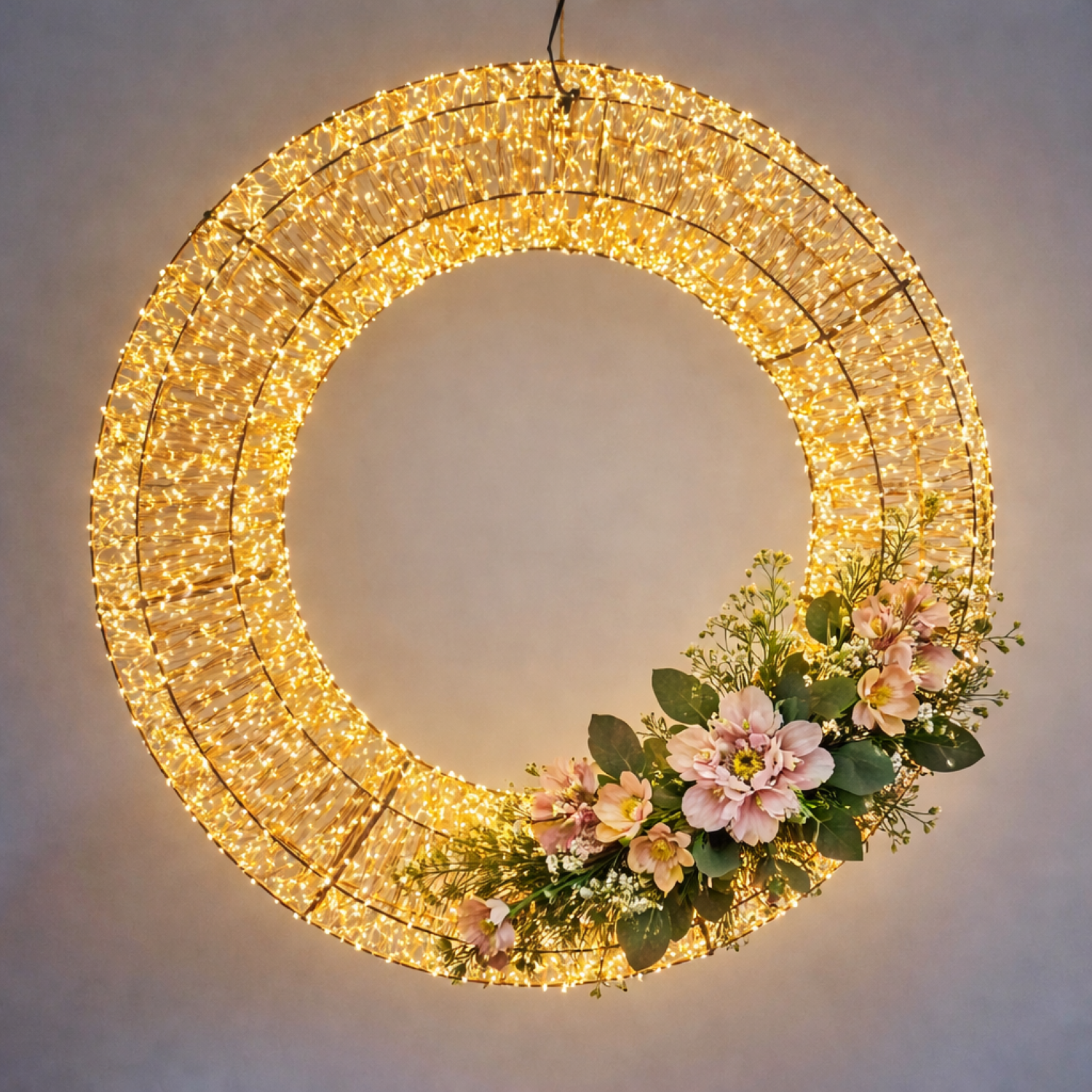 Светодиодный венок DecoLUX 110 см 10000LED супер яркий с мягким мерцанием объемный/комплект для самостоятельной сборки