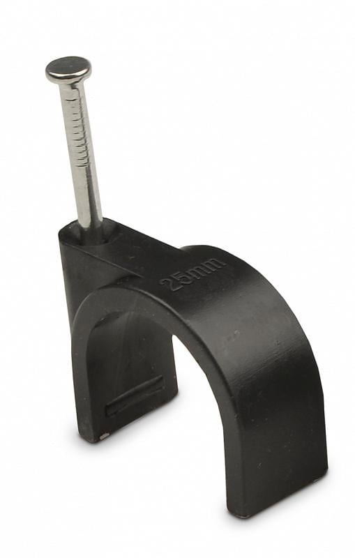 Скоба крепежная АСКО-УКРЕМ CHR-25 25 мм круглая с гвоздем нейлон 50 шт. Черный (A0150030046)