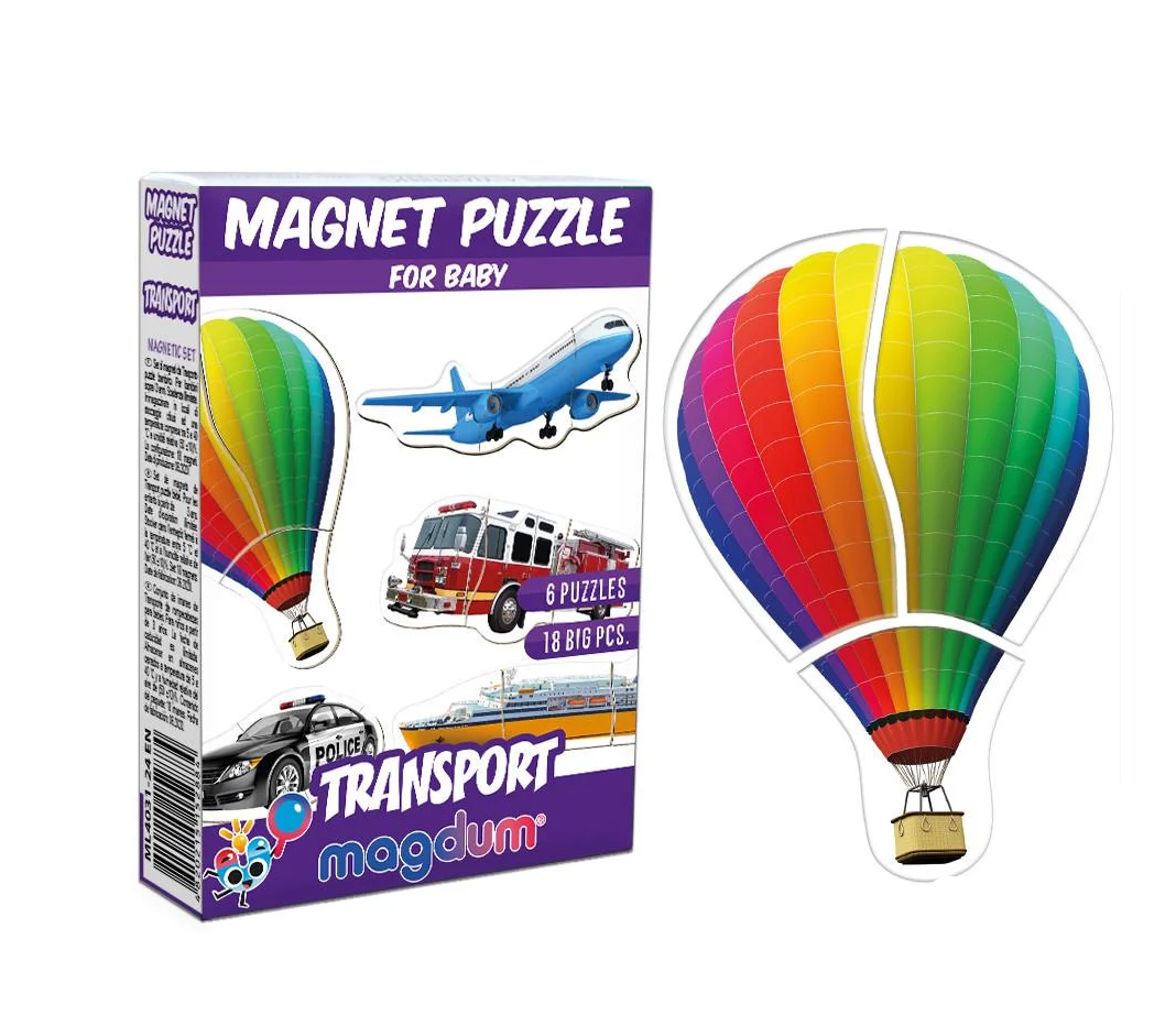 Набір магнітів Magdum Baby puzzle Транспорт Реальні фото (ML4031-24 EN)