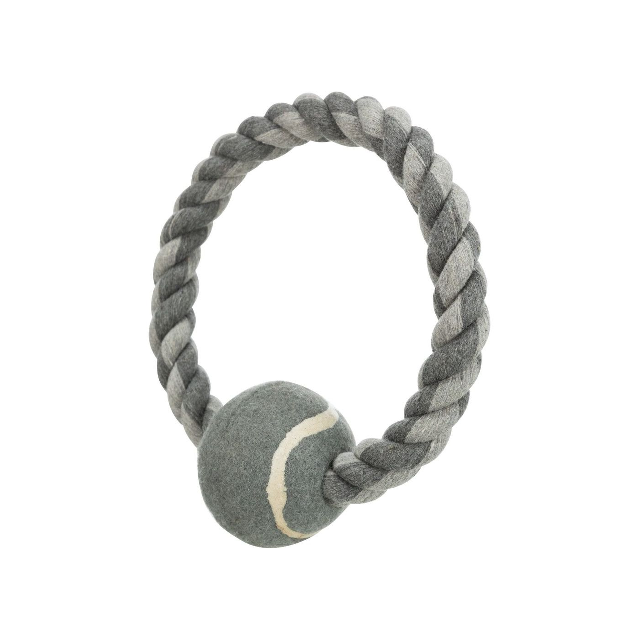 Игрушка для собак Trixie Кольцо плетеное с теннисным мячом 6х18 см Серый (4011905032665_2)