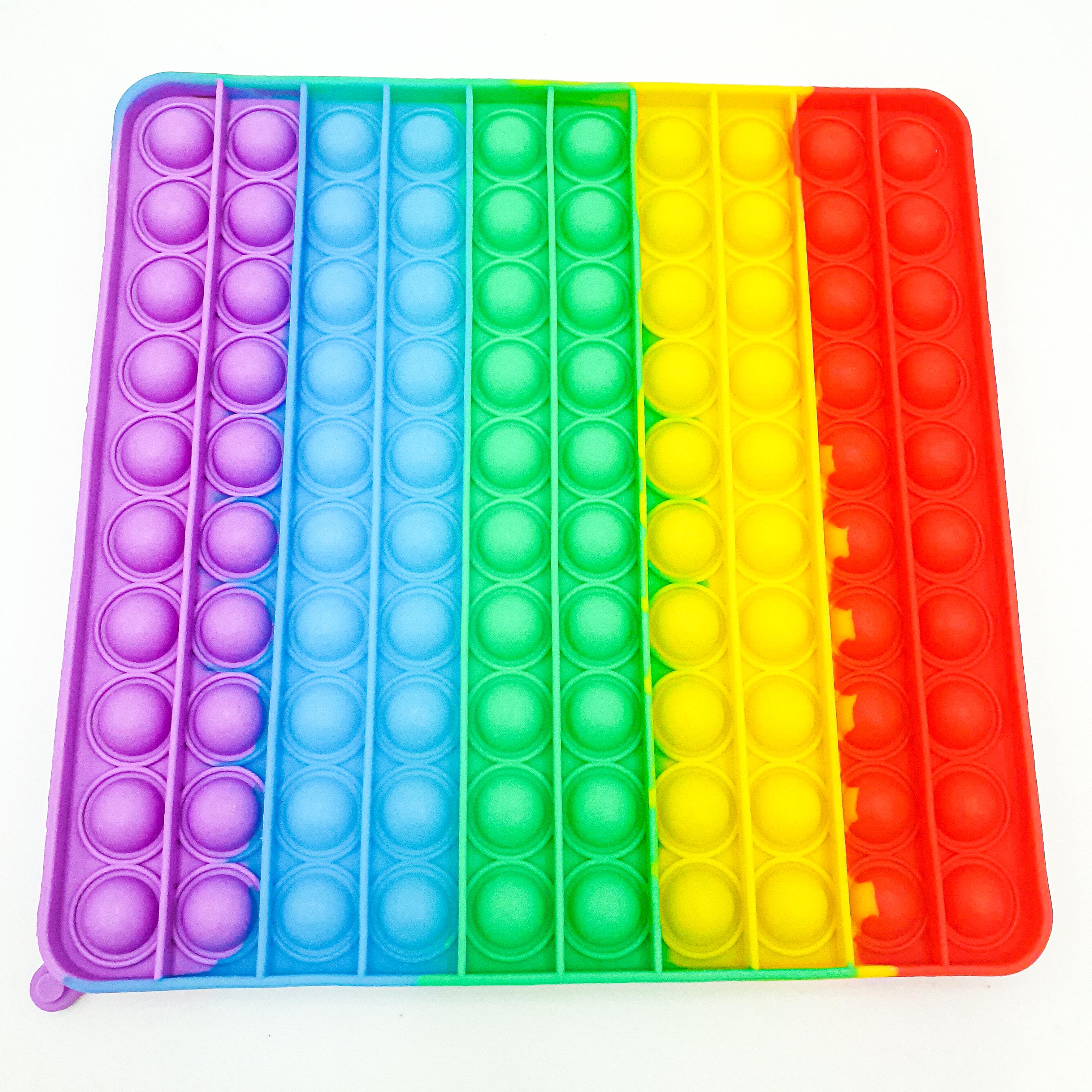 Сенсорна іграшка антистрес силіконова бісконечна пупирка поп іт 20х20см UKC Pop It Fidget квадрат великий веселка