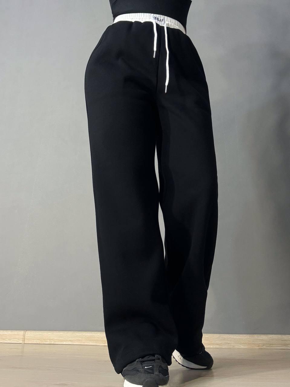 Брюки женские A-N 2771 свободный крой ровные от бедра утепленные на флисе M Черный (3189)