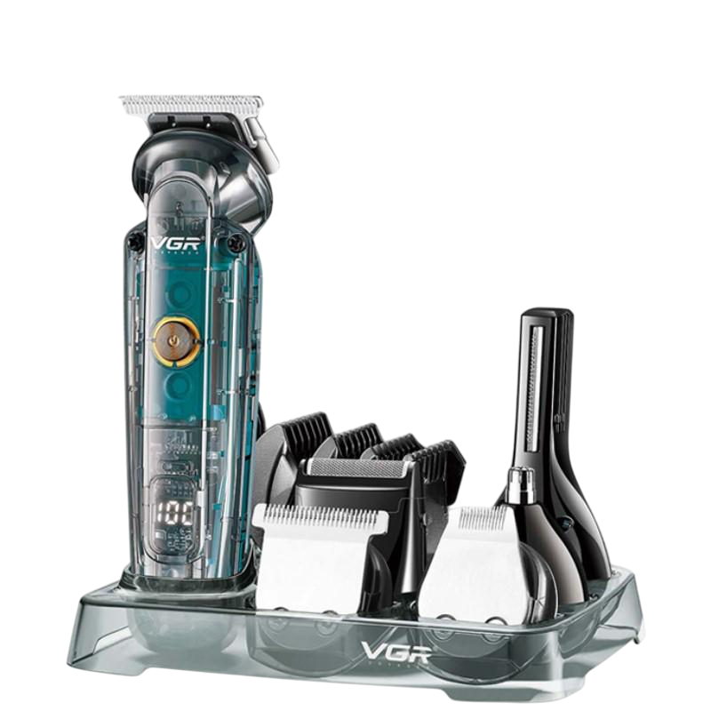 Набір для стрижки VGR V-102 6в1 14 насадок 1200 mAh LED display IPX6 Black (613629)