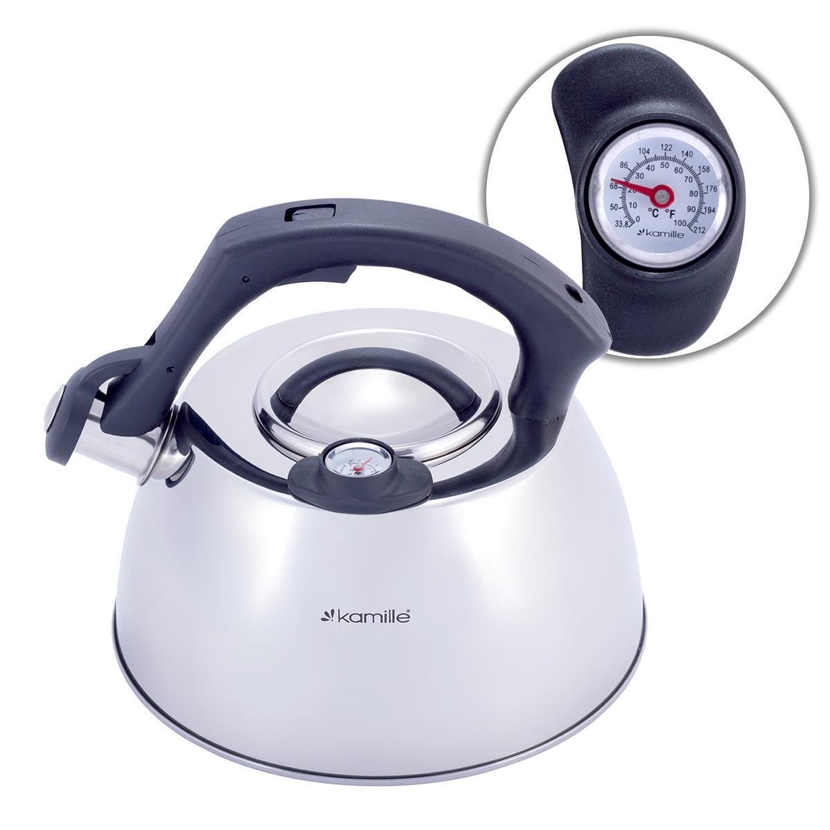 Чайник из нержавеющей стали Kamille Vizo со свистком и термометром 3 л (1077) - фото 5 Чайник из нержавеющей стали Kamille Vizo со свистком и термометром 3 л (1077) - фото 5