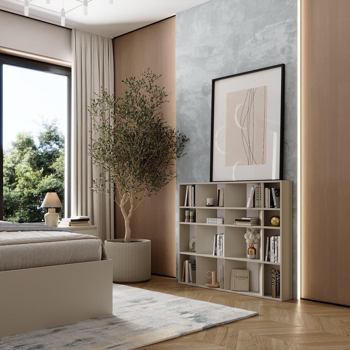 Стелаж для книг AiH Light 16 комірок 120х100х16 см Кашемір (LT14140000000)