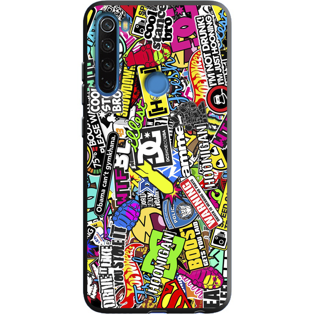 Чехол Boxface Xiaomi Redmi Note 8 Multicolored Inscriptions Черный силикон (38214-up880-38332)
