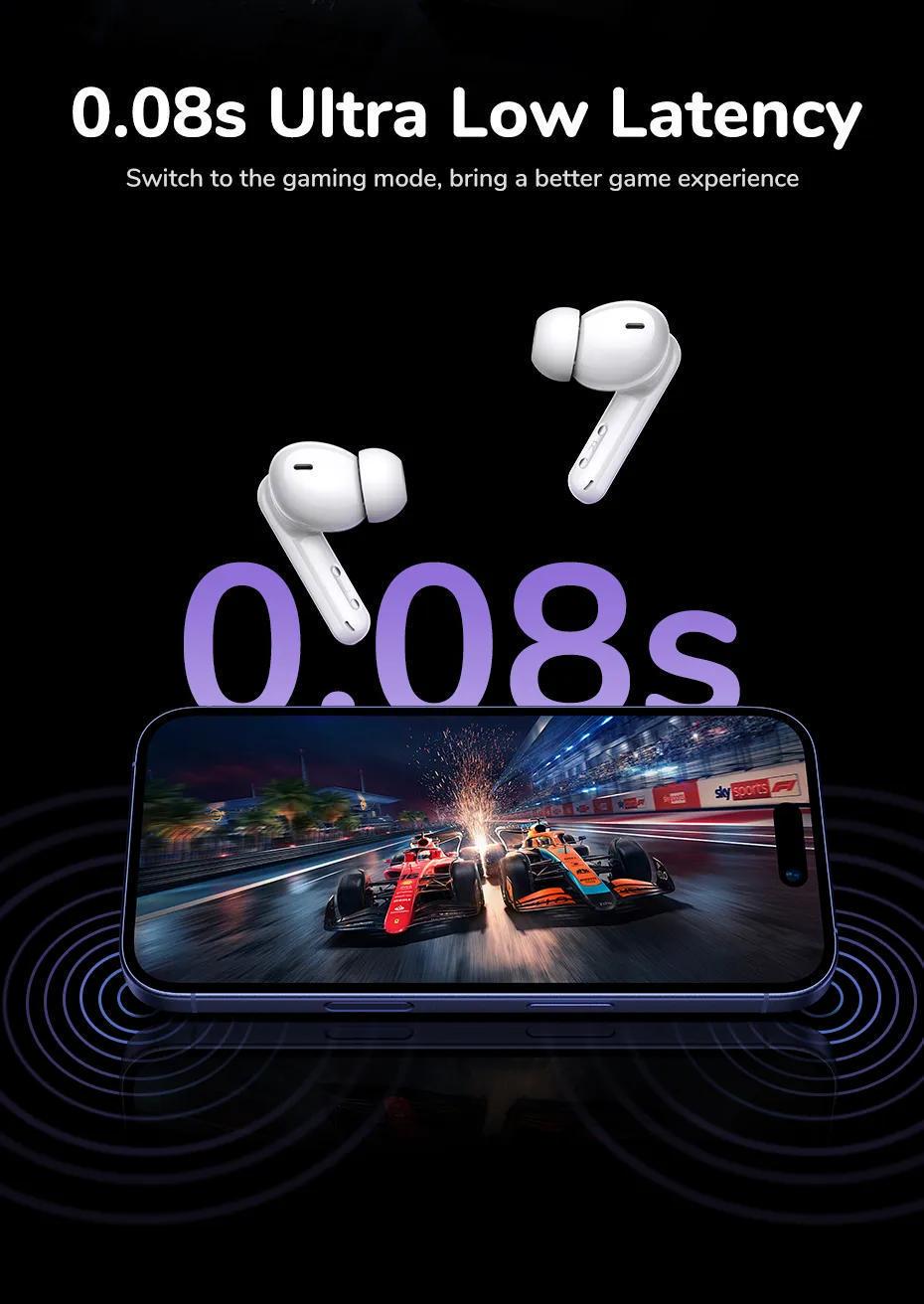 Навушники бездротові UGREEN EchoBuds Magic Кейс з LCD екраном ANC 52 дБ Hi-Res Audio LDAC Bluetooth 5.4 Білий (55137) - фото 6 Навушники бездротові UGREEN EchoBuds Magic Кейс з LCD екраном ANC 52 дБ Hi-Res Audio LDAC Bluetooth 5.4 Білий (55137) - фото 6