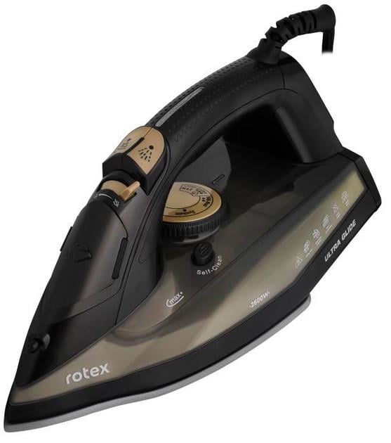 Гладильный утюг Rotex RIC40-C Ultra Glide Керамическое покрытие 2600Вт Резервуар для воды 380мл Черный