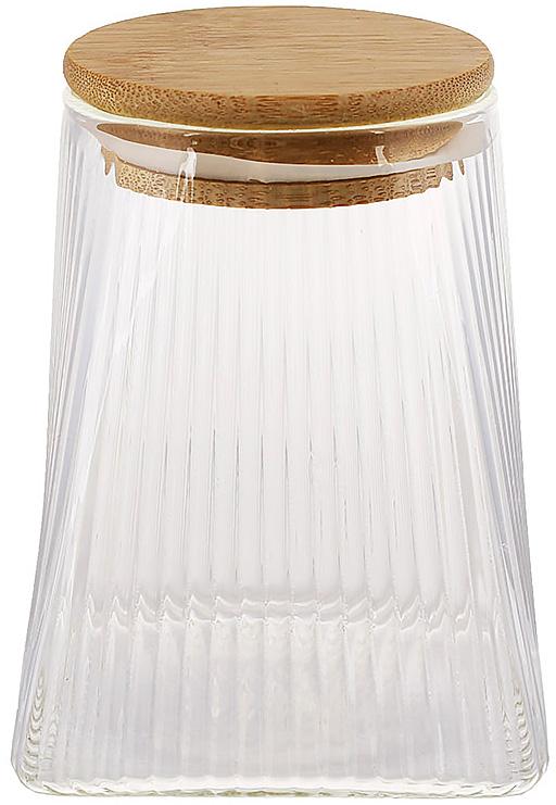 Банка стеклянная Edinburgh с деревянной крышкой для хранения продуктов полоса 550 мл.