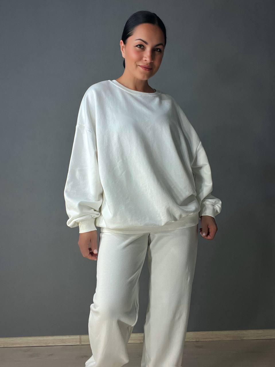 Костюм женский Quzen 470-471 свитшот и джогеры на резинке оверсайз M Белый (27082970) - фото 8 Костюм женский Quzen 470-471 свитшот и джогеры на резинке оверсайз M Белый (27082970) - фото 8