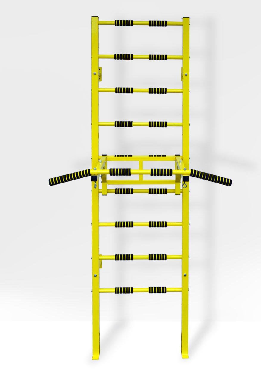 Шведська стінка дитяча Koloss-sport Малюк металевий з переставним турником Жовтий - фото 4