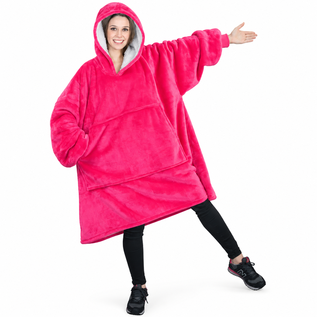 Плед-худи двухсторонний Huggle Hoodie оверсайз с капюшоном Розовый (MX-00007384RO)