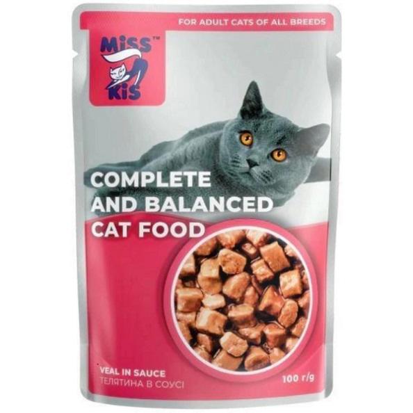 Корм для котів Miss Kis Телятина в соусі пауч 100 г 24 шт. (15394062)