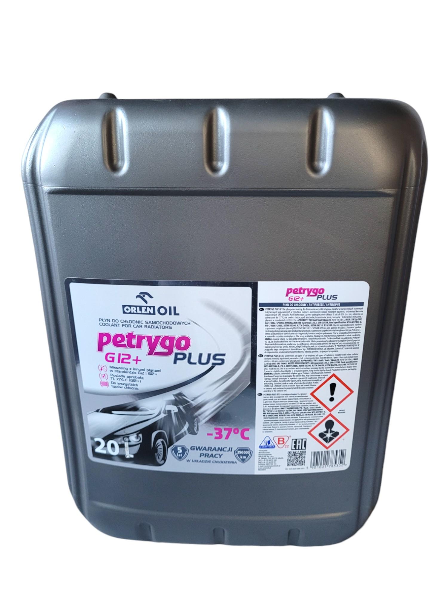 Охлаждающая жидкость Orlen Oil PETRYGO PLUS G12+ 20 л Красный