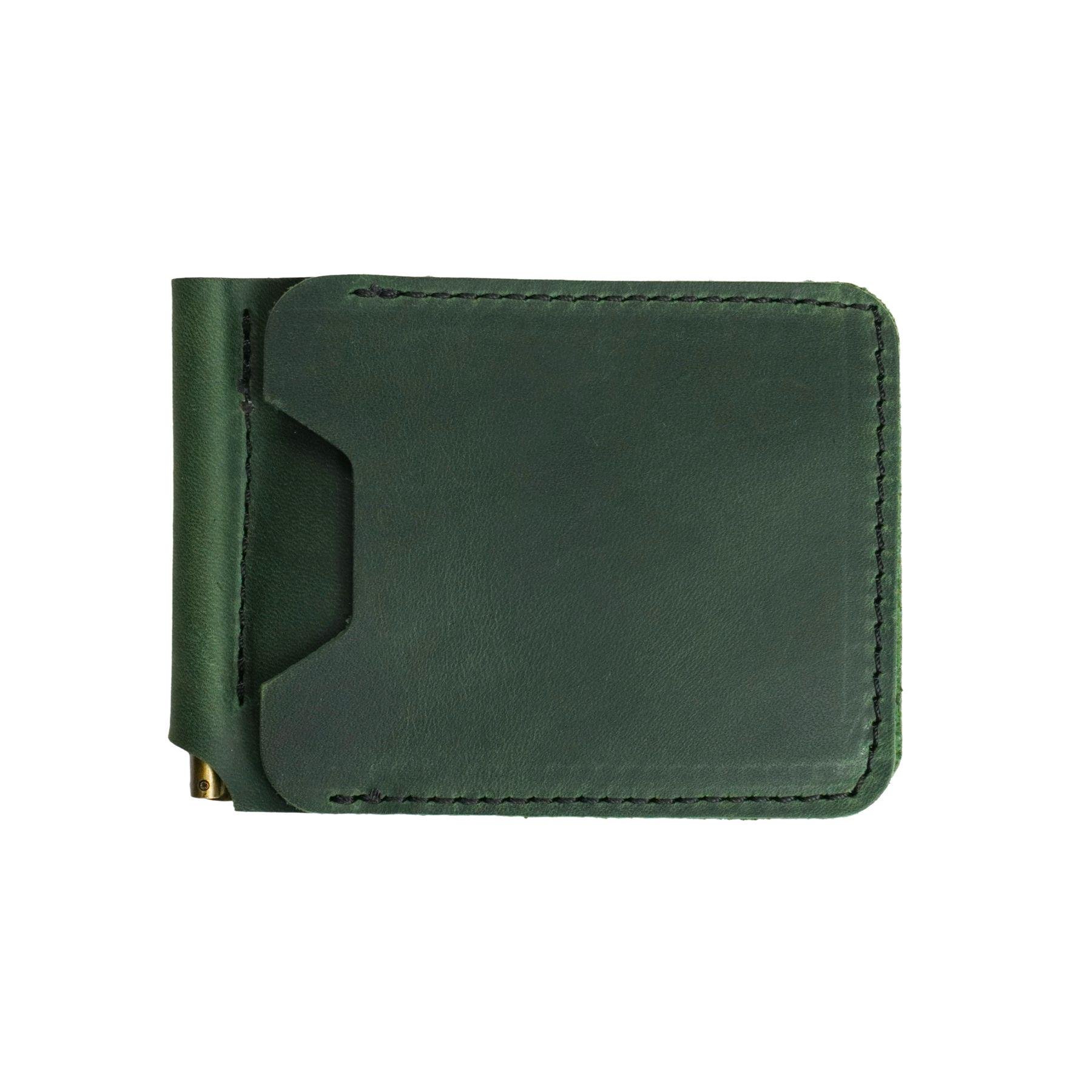 Зажим для денег Crazy Horse Классический кожаный MC-14 Зеленый