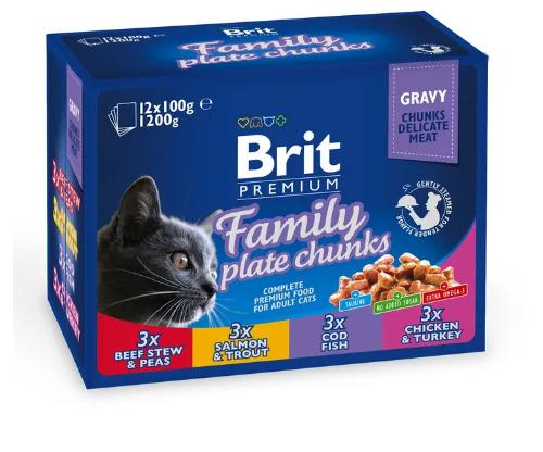 Корм для кошек влажный Brit Premium Семейная тарелка ассорти 4 вкуса 1200 г (100278)