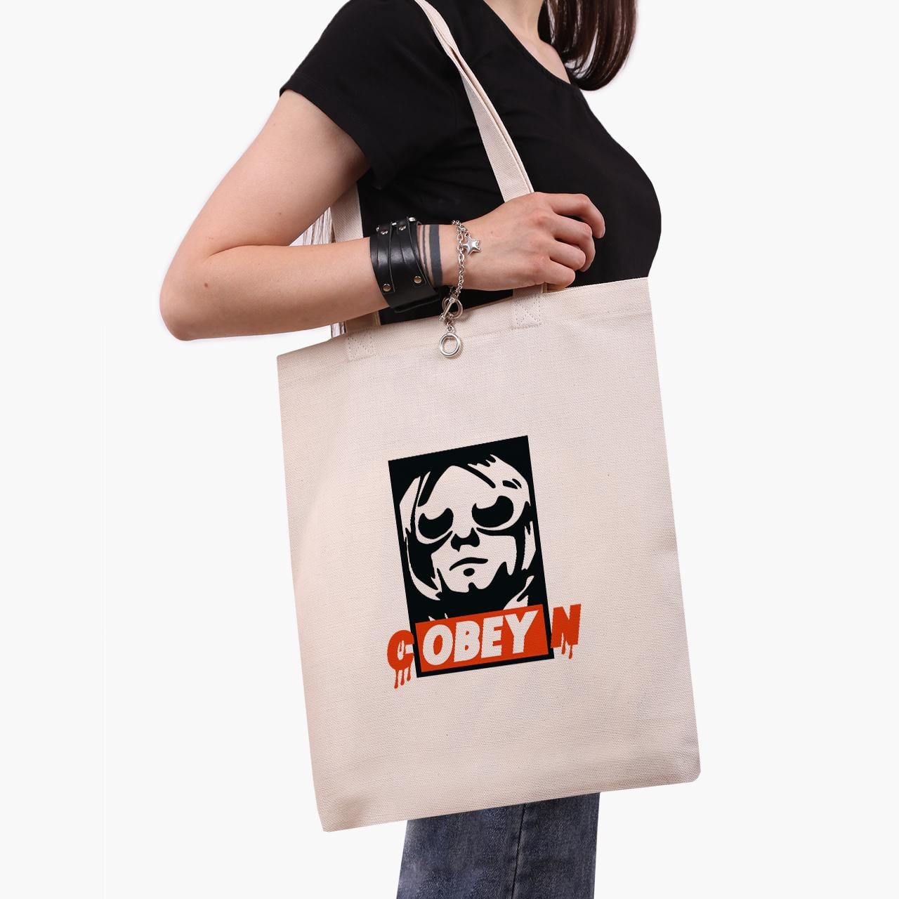 Эко сумка шоппер Kurt Cobain cOBEYn 41x35 см Бежевый (9227-1990-WT)