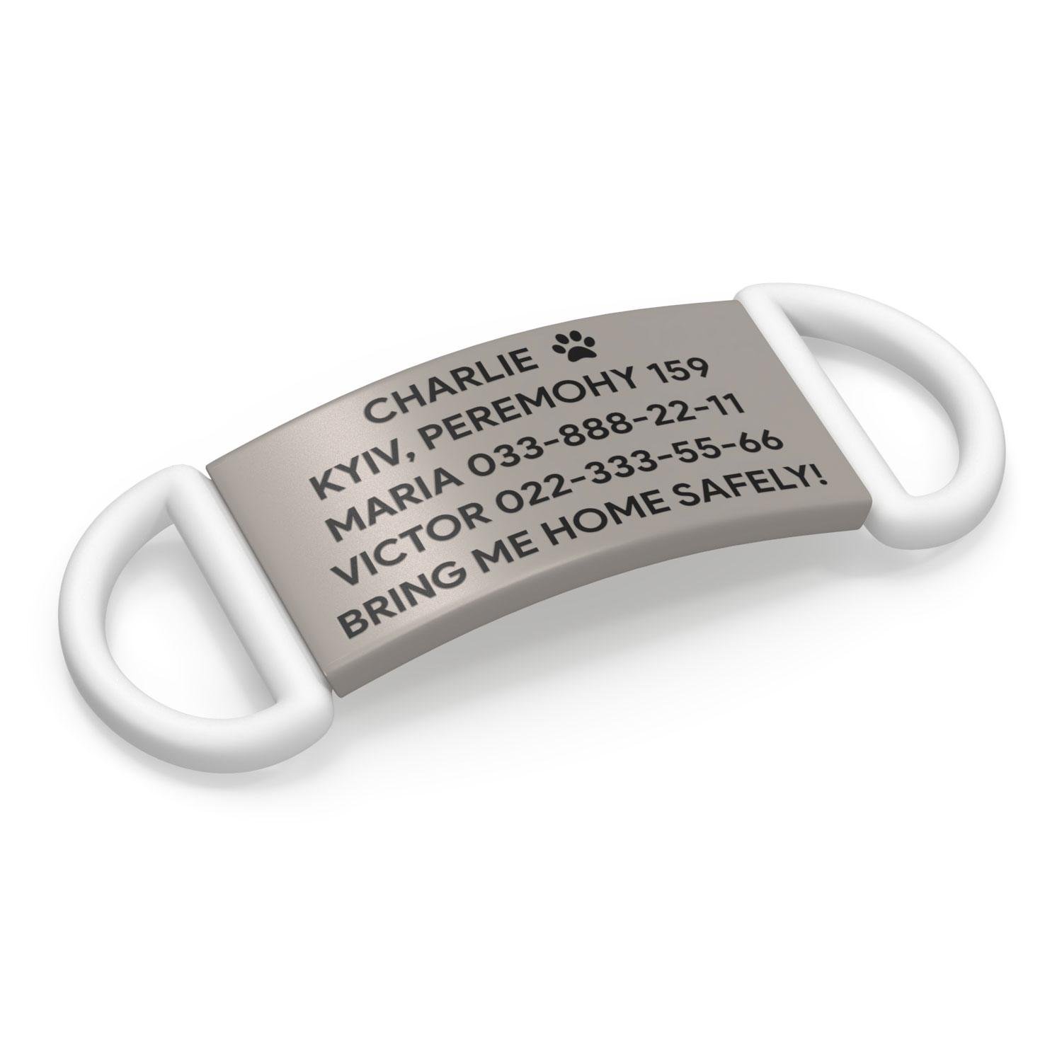 Адресник-бирка на ошейник 19 мм White