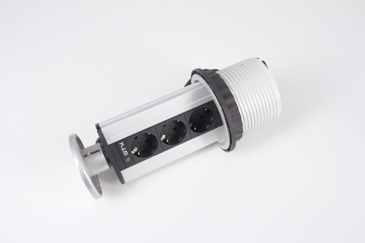 Розетка вертикальная встроенная GTV на 3 вилки D 100 (AE-BPW3GS-80)