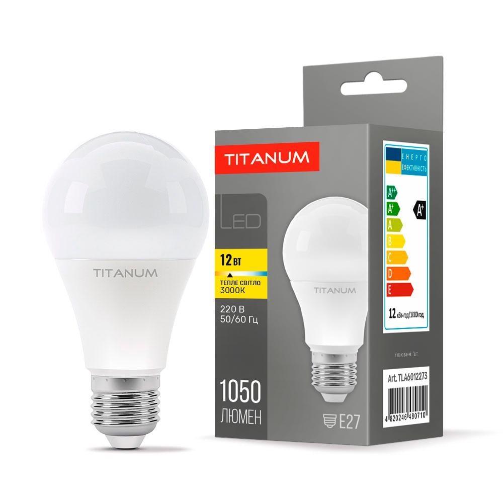 Лампа светодиодная TITANUM A60 12W E27 3000K 220V (7835)