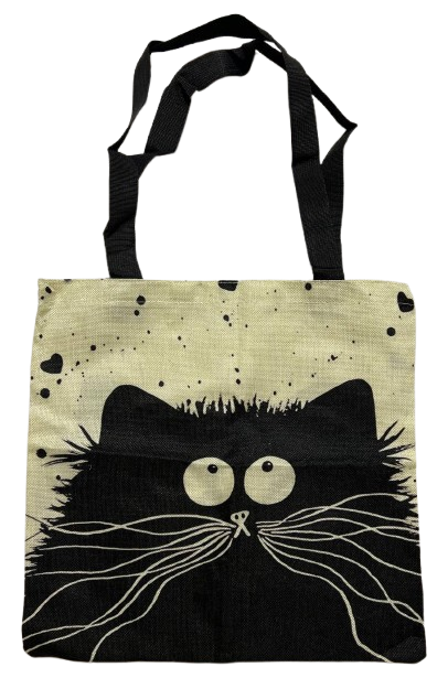 Эко сумка шоппер 40х40 см Кот с усами Черный (1324) Эко сумка шоппер 40х40 см Кот с усами Черный (1324)