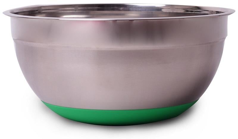 Миска стальная Kamille Labro Ø 28х13 см с силиконовым дном Зеленый (KM-4351)