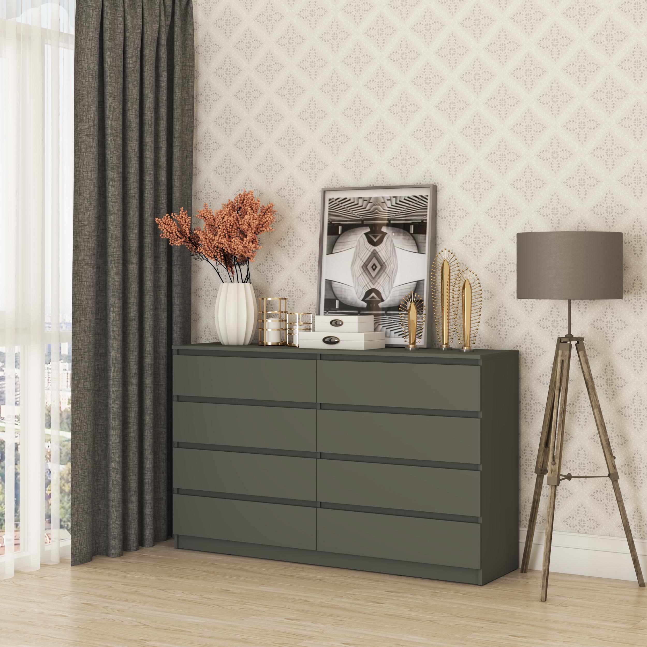 Комод в гостиную MebelStar Нео 8Ш 160x43x98 см Антрацит (MBS-1106)