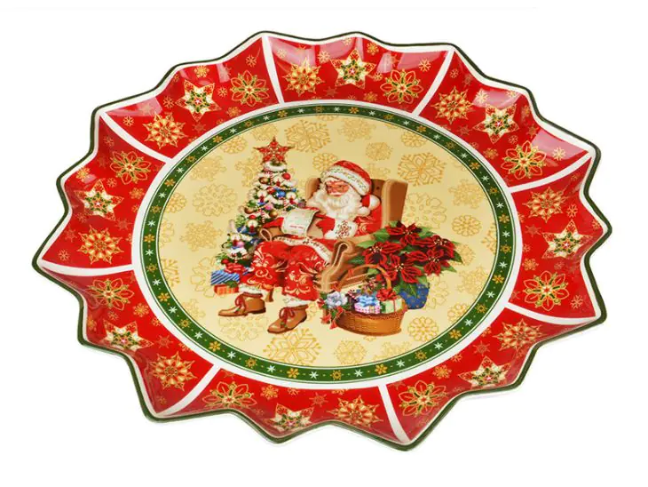 Блюдо фигурное новогоднее Lefard Christmas Collection 986-027 38х4 см Красный с рисунком (169-135-986-027)