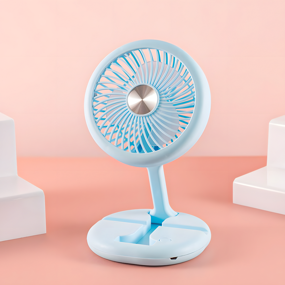 Вентилятор портативный настольный на аккумуляторе 400 мАч USB 2 режима держатель для телефона Голубой (27432468) - фото 7 Вентилятор портативный настольный на аккумуляторе 400 мАч USB 2 режима держатель для телефона Голубой (27432468) - фото 7