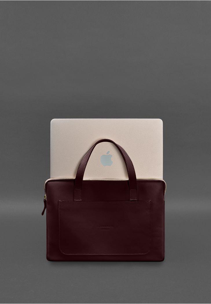 Чехол кожаный с ручками для ноутбука 13" Бордовый (A-028253) - фото 2 Чехол кожаный с ручками для ноутбука 13" Бордовый (A-028253) - фото 2