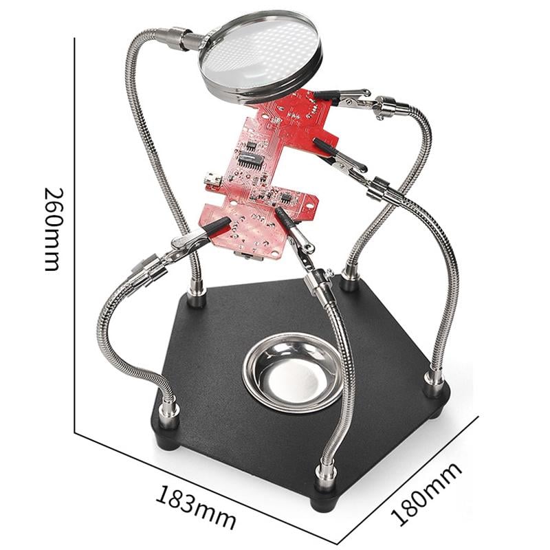 Тримач плат TE-806 з лупою та затискачами під паяльник для ремонту смартфонів (2000996190424) - фото 9
