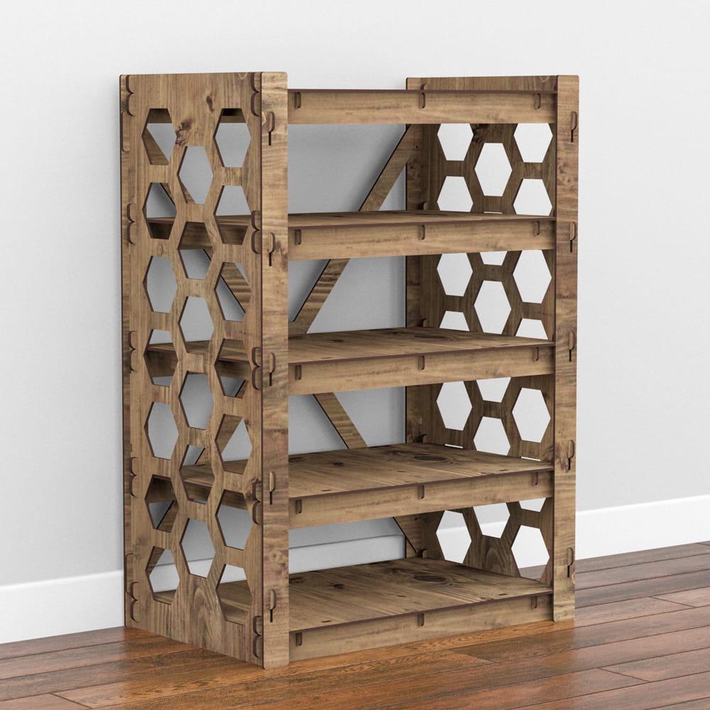 Комод в комнату деревянный Hexagonica Honeycomb на 4 ящика серые корзины 750х528х345 мм (111199)